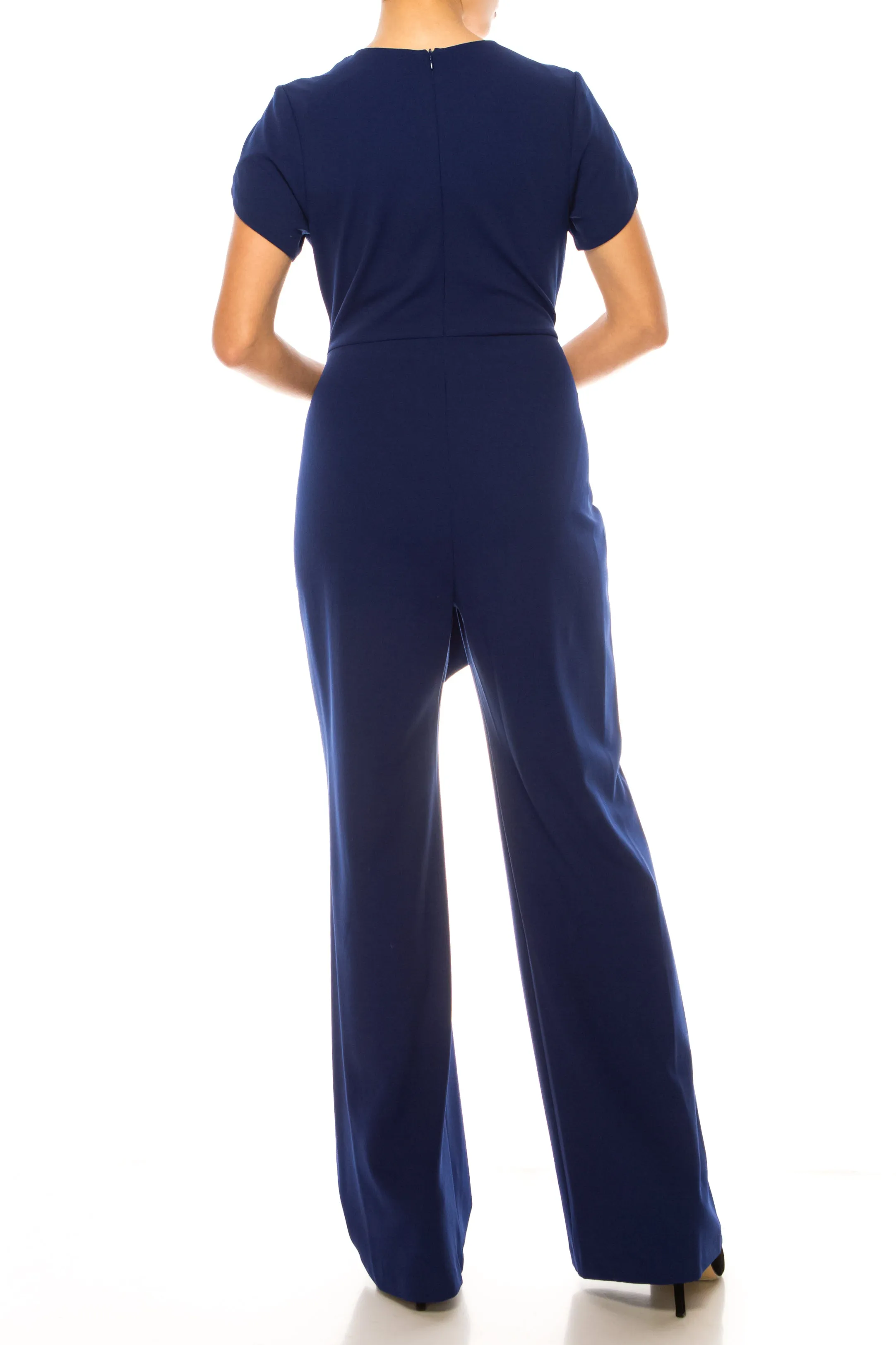 Connected Apparel Short Sleeve Wide Leg Jumpsuit
