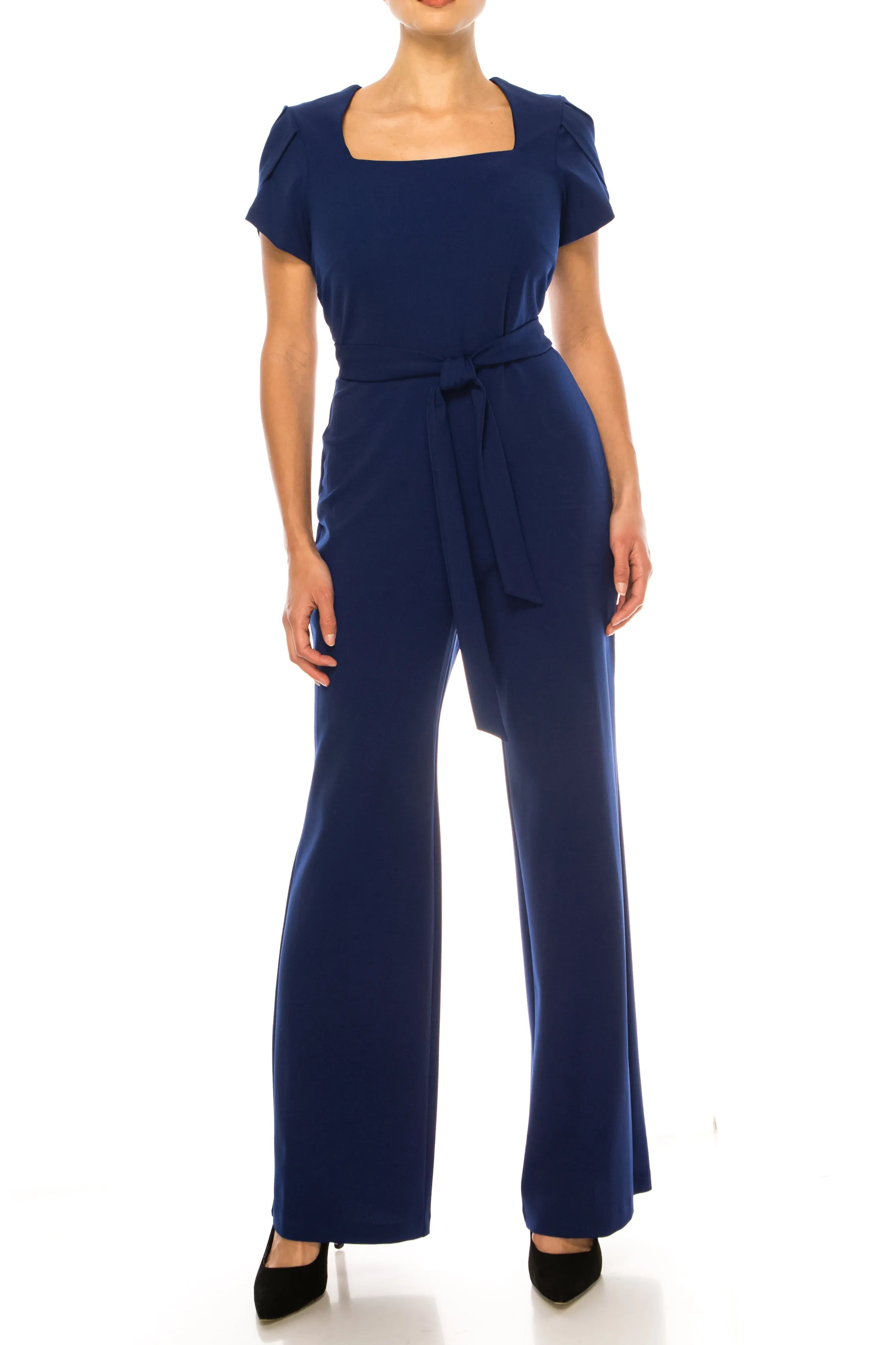 Connected Apparel Short Sleeve Wide Leg Jumpsuit