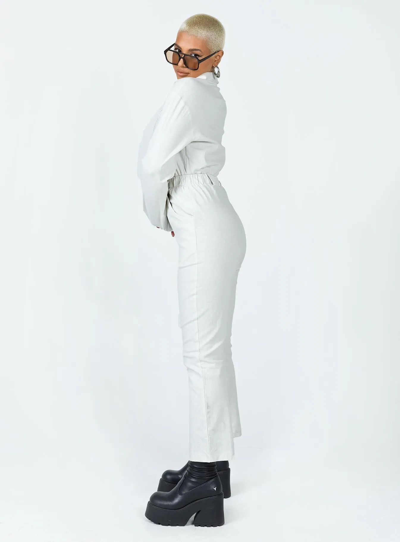 Courtney Long Sleeve Boiler Suit Beige
