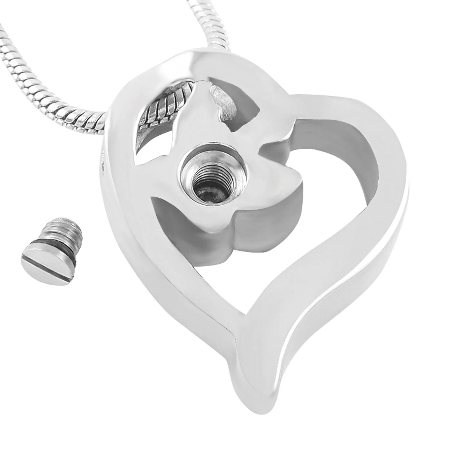 Crystal Butterfly in Heart Cremation Jewelry