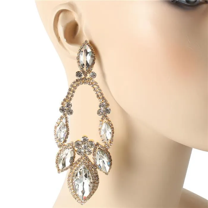 Crystal Leaves Chandelier Earring