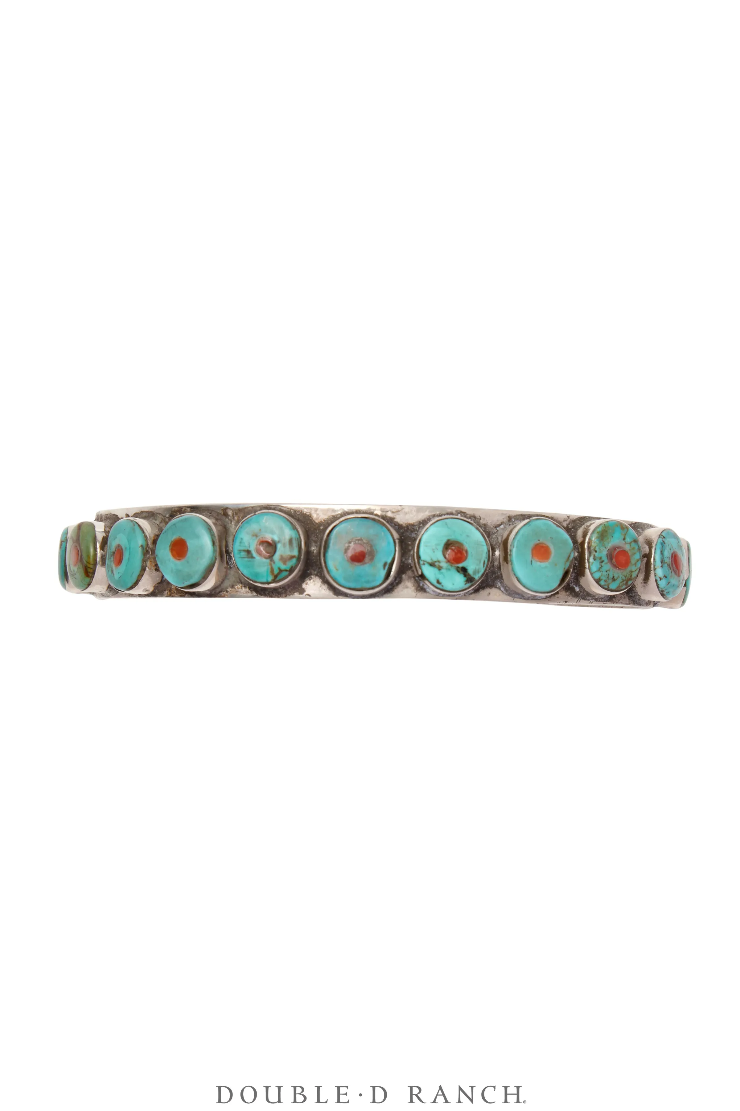 Cuff, Row, Turquoise With Coral, Oscar Betz Hallmark, Contemporary, 3857