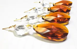 Dark Amber Teardrop Chandelier Crystals with Diamond Cut Octagon