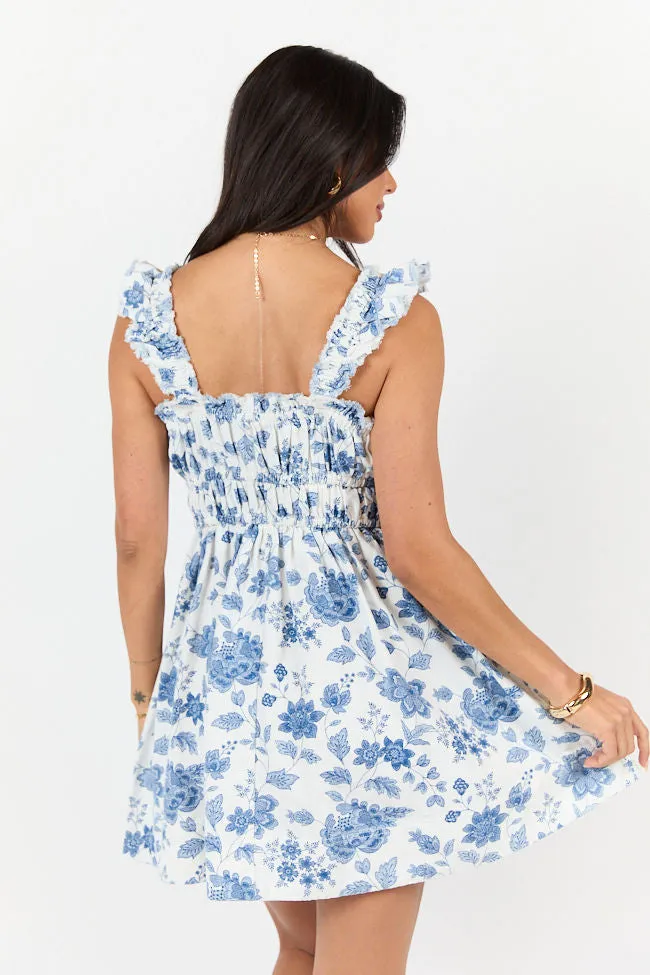 Denim Gardens Blue and White Floral Print Dress
