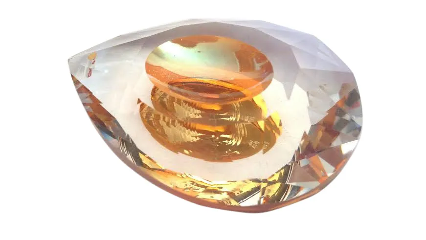 Dragon's Eye Teardrop Chandelier Crystals Prisms, Iridescent Peach Crystal Pendants