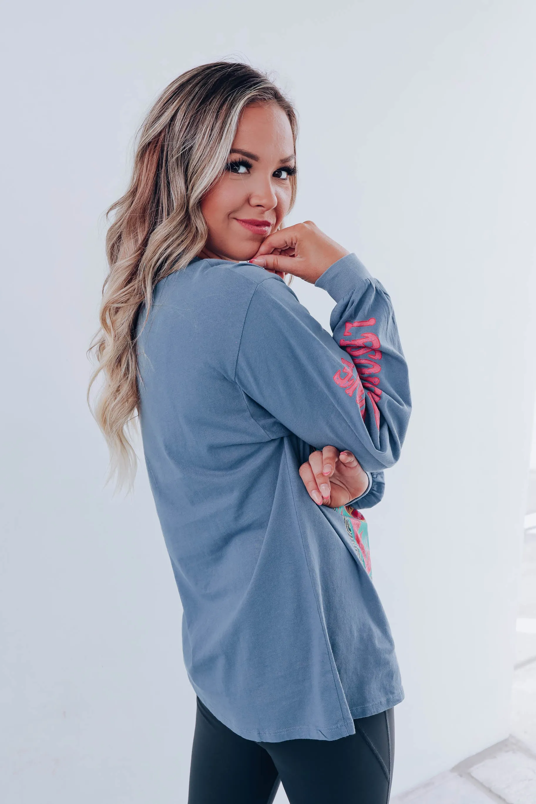 Dreamer Long Sleeve Graphic Tee- Blue