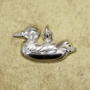 Duck Jewelry, Sterling Silver Mallard Duck Charm
