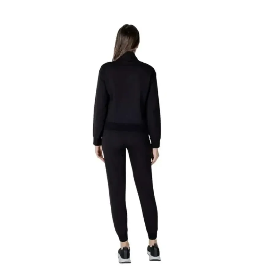 EA7 Women's Jumpsuit in Black with Zip and Mandarin Collar