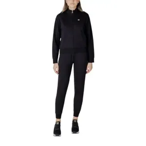 EA7 Women's Jumpsuit in Black with Zip and Mandarin Collar