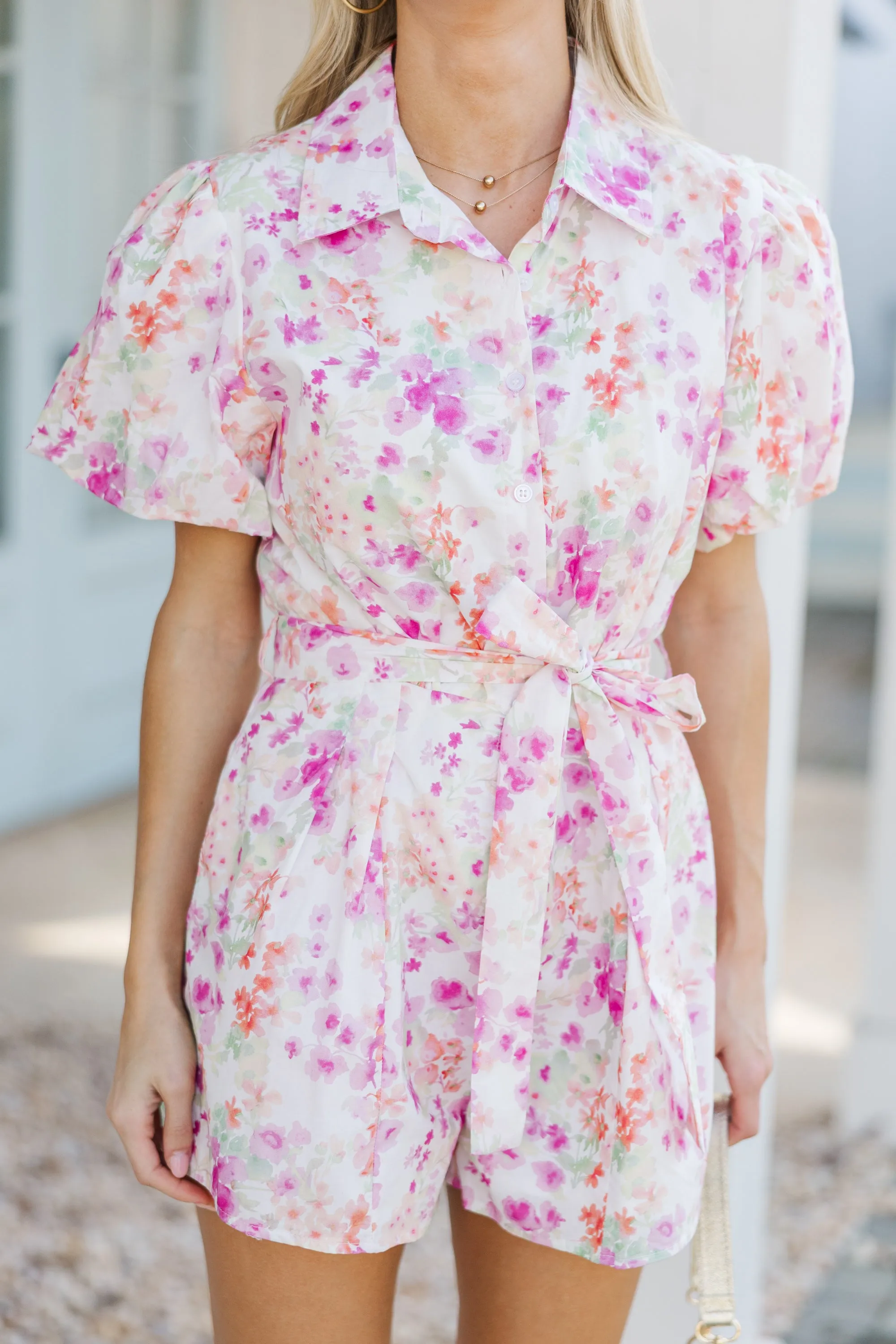 Easy To See Pink Floral Romper
