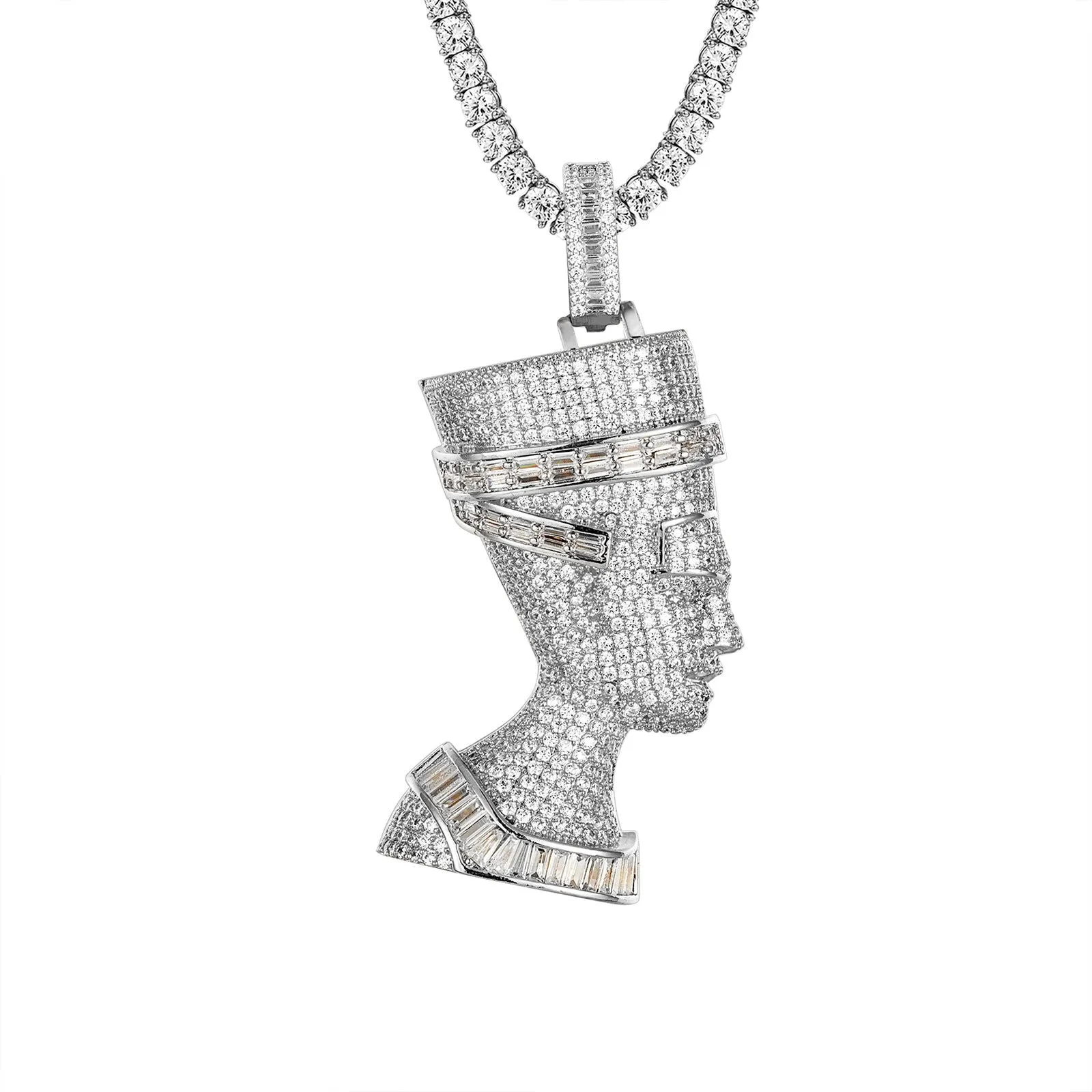 Egyptian Queen Nefertiti Baguette Ancient Pharaoh Hip Hop Pendant