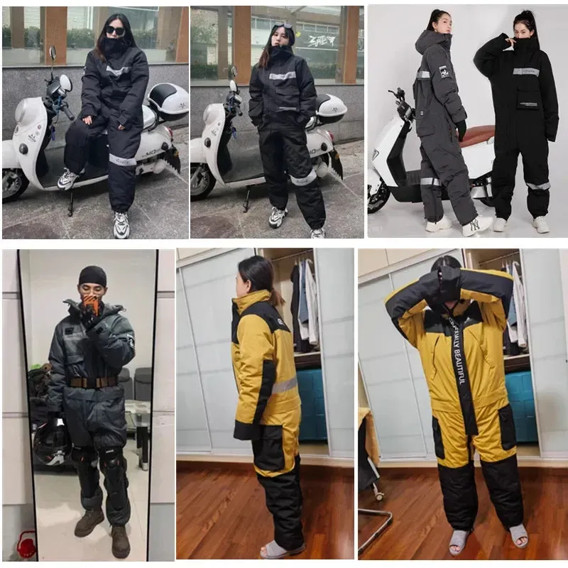 Electric Motorcycle Jacket Winter Windproof Waterproof Warm Snowmobile Jackets Riding Cold-proof Suits couple Fishing Clothes
