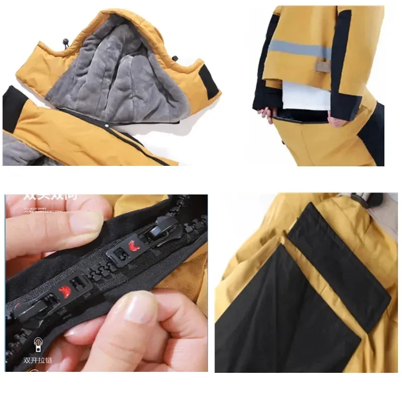 Electric Motorcycle Jacket Winter Windproof Waterproof Warm Snowmobile Jackets Riding Cold-proof Suits couple Fishing Clothes