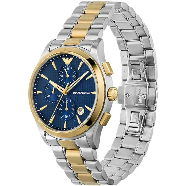 Emporio Armani Paolo Two-tone Stainless Steel Blue Dial Chronograph Quartz Watch for Gents - AR11579