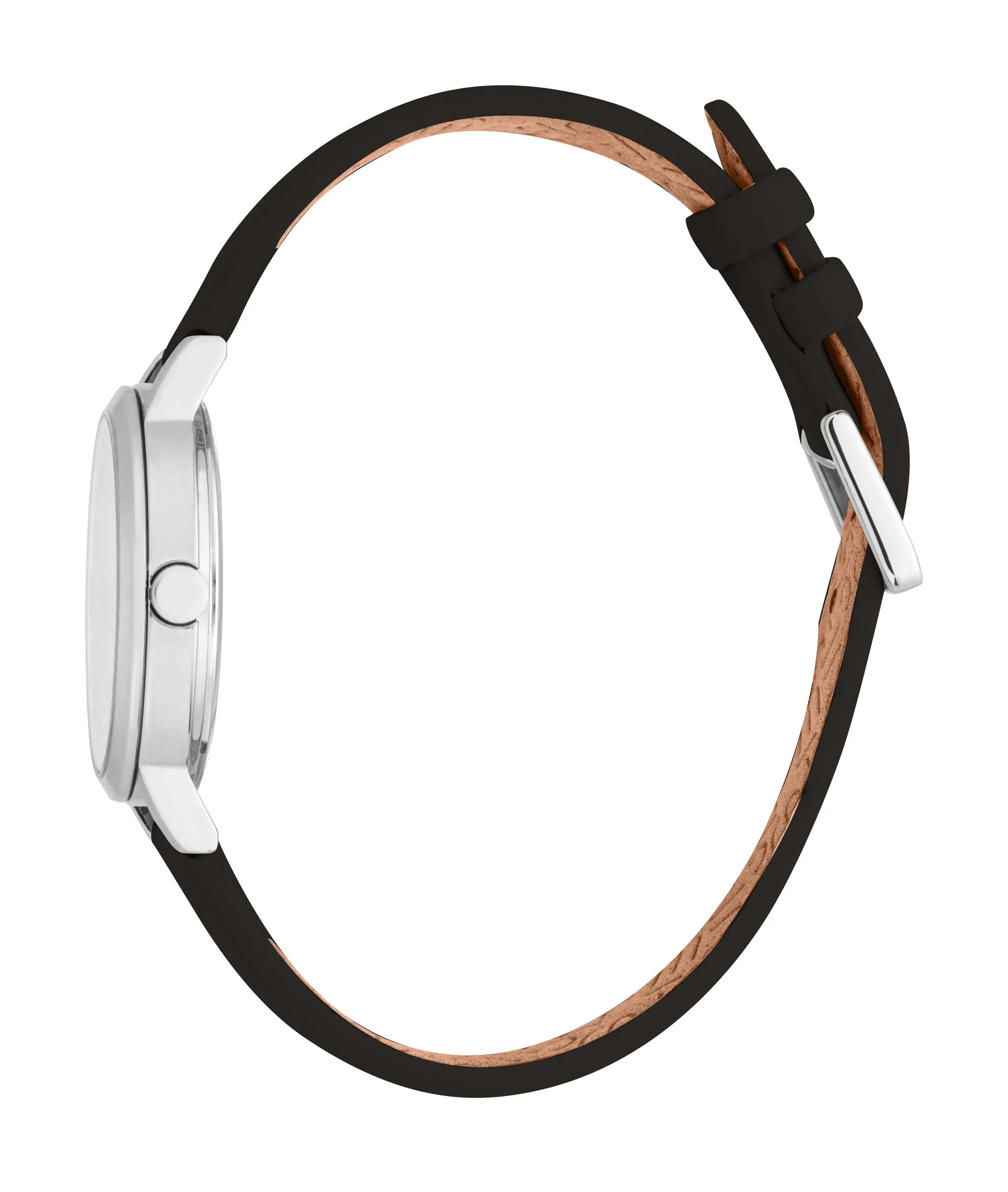 Esprit Ladies Silver-Tone Watch with Black Leather Strap & Matching Bracelet