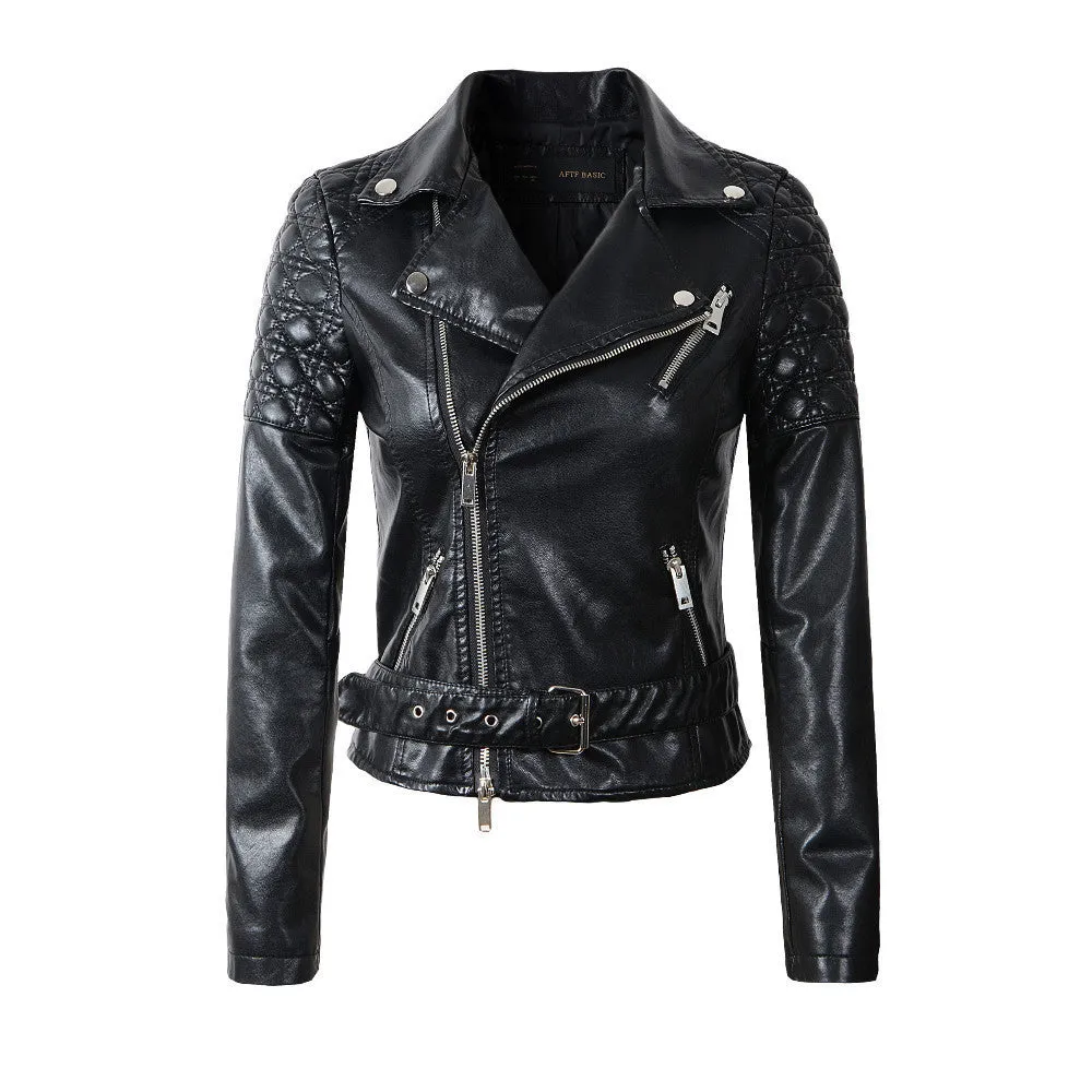 fashion pink sky blue women leather jacket bomber motorcycle Leather jackets women 3 color brand leather coat S-XL