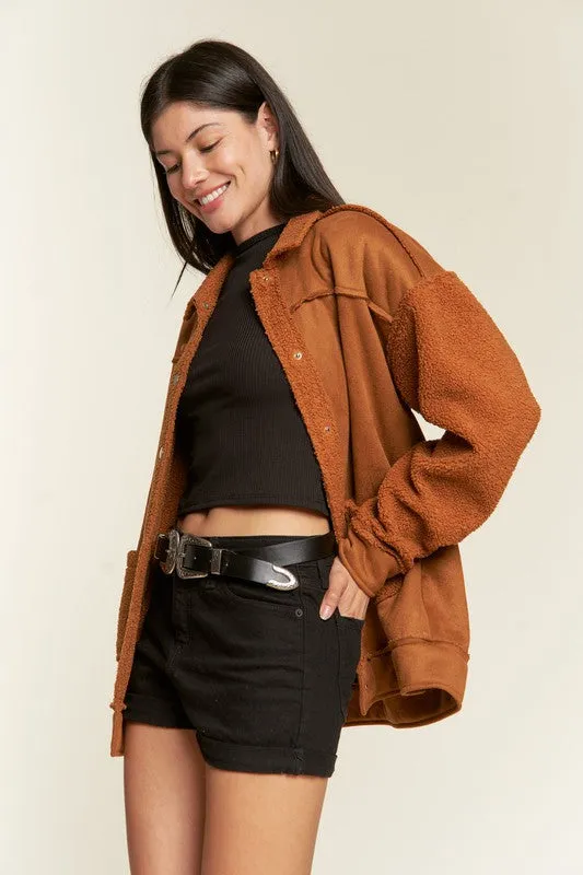 FAUX FUR AND SUEDE JACKET S-3XL