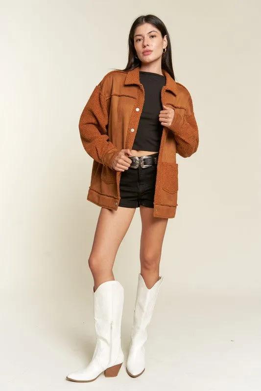 FAUX FUR AND SUEDE JACKET S-3XL