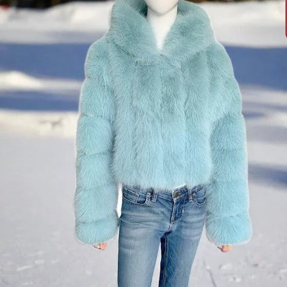 Faux Fur Fox Hooded  jacket