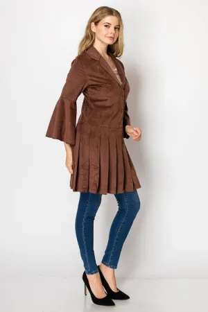 Faux Suede Jacket w/ Pleated Bottom