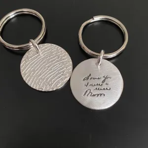 Fingerprint or Handwriting Keychain | Sterling Silver | Select Size & Shape