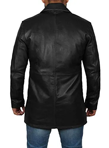 fjackets Black Leather Jacket Men - Real Lambskin Leather Car Coat - Genuine Style | [1500045], Suprnatural Black XL