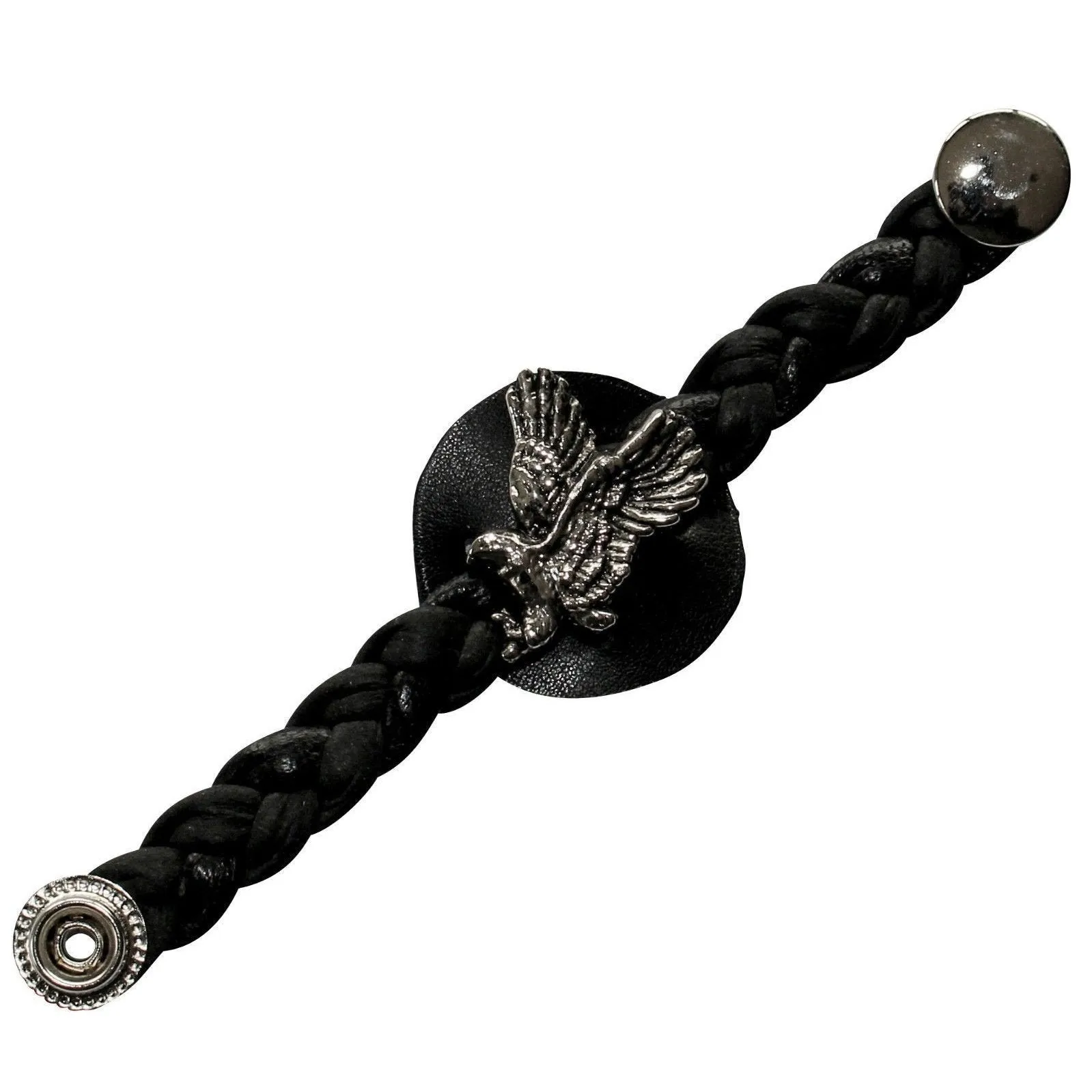 Flying Eagle Braided Black Leather Vest Extender
