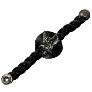 Flying Eagle Braided Black Leather Vest Extender