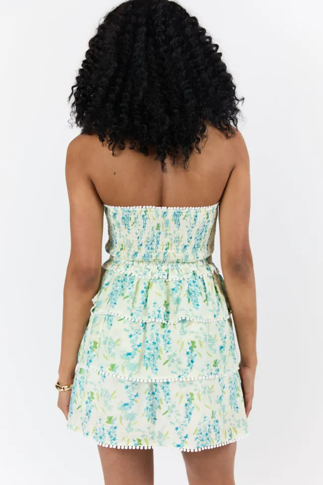 Garden Essence Multi Floral Strapless Mini Dress