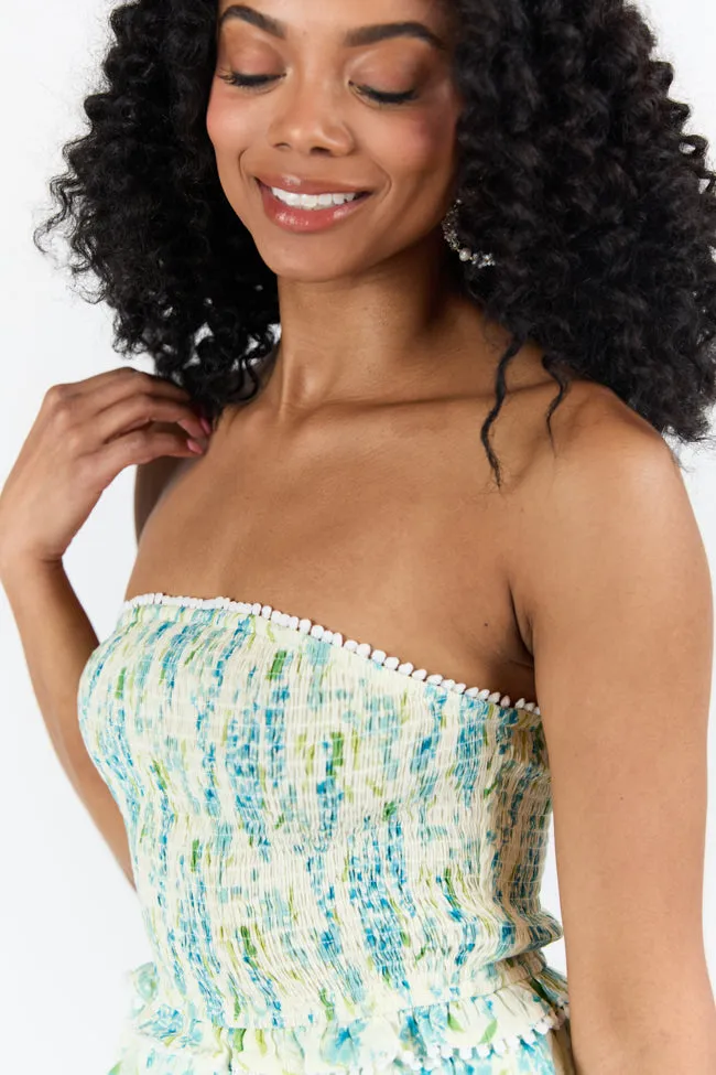 Garden Essence Multi Floral Strapless Mini Dress