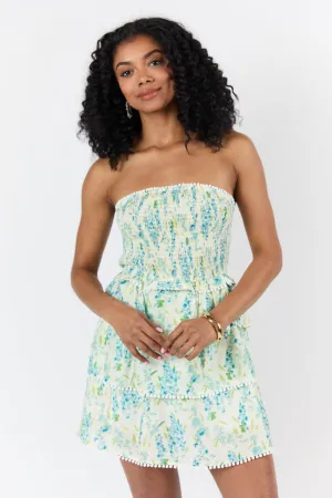 Garden Essence Multi Floral Strapless Mini Dress