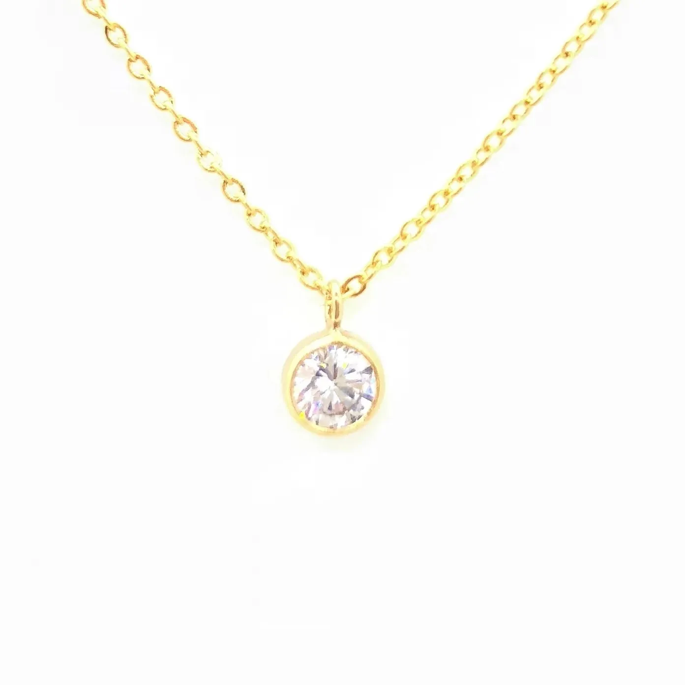 Gemstone Cubic Zirconia Solitaire Necklace