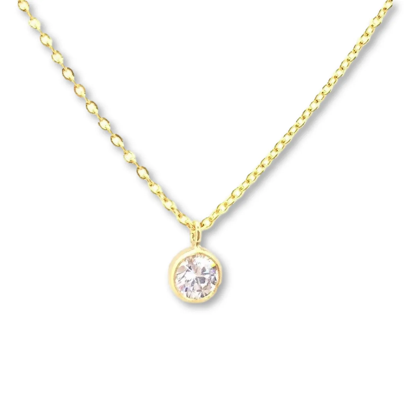 Gemstone Cubic Zirconia Solitaire Necklace
