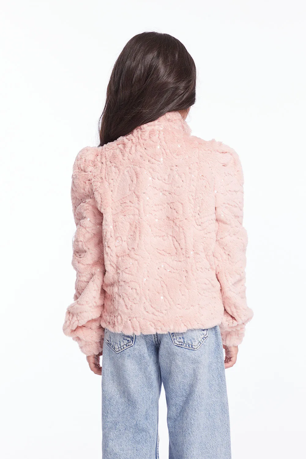 Girls Pinky Puff Sleeve Jacket