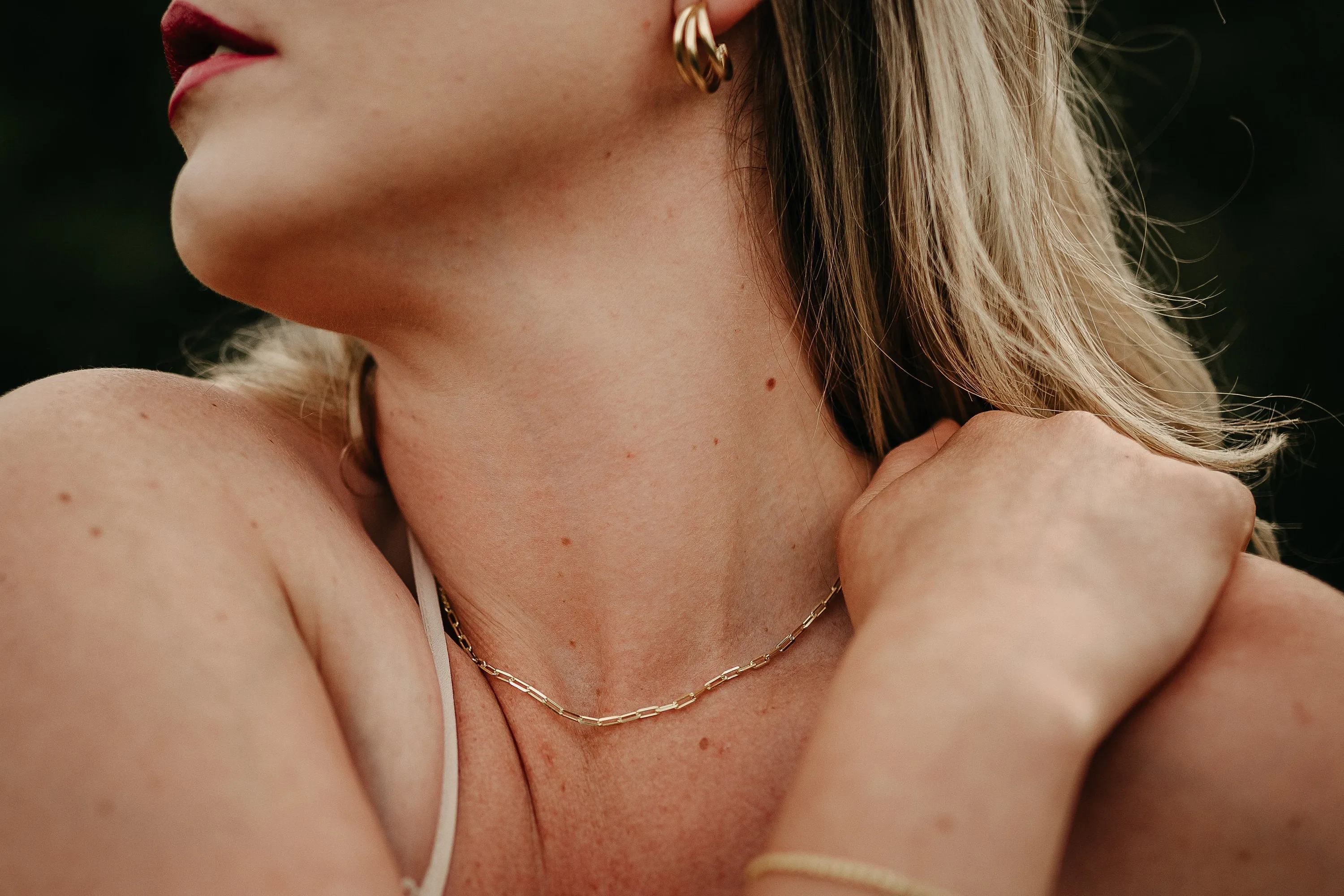 Gold link chain, vintage style, unisex, double split chain, twist rope, rectangular paperclip chain, boho choker, street style necklace, 925