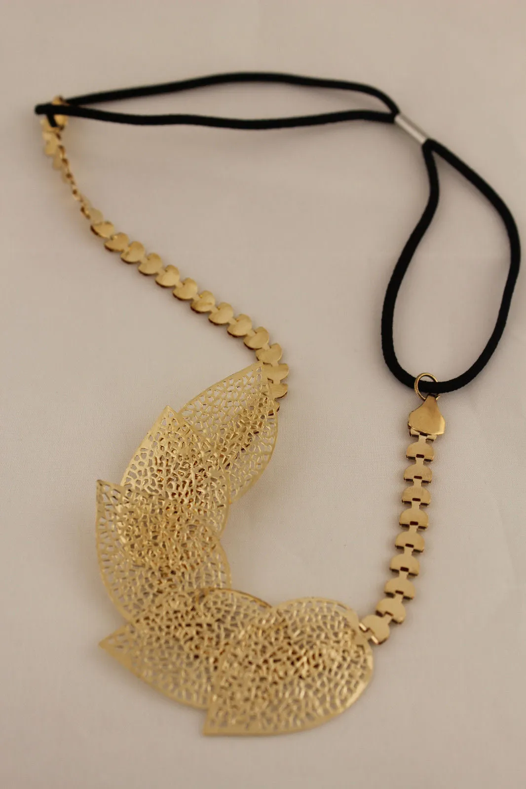 Gold Silver Metal Head Band Chain Big Leaves Lady  Hair Headband