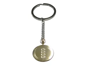 Gold Toned Etched Oval DNA Deoxyribonucleic Acid Molecule Pendant Keychain