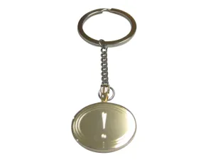 Gold Toned Etched Oval Exclamation Mark Pendant Keychain