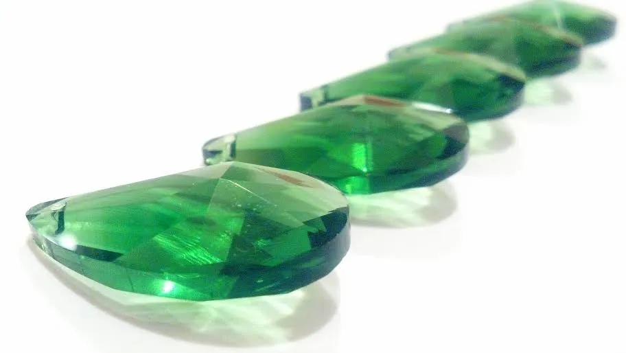 Green Teardrop Chandelier Crystals Pendants, Pack of 5
