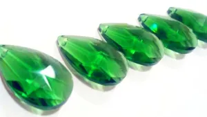 Green Teardrop Chandelier Crystals Pendants, Pack of 5