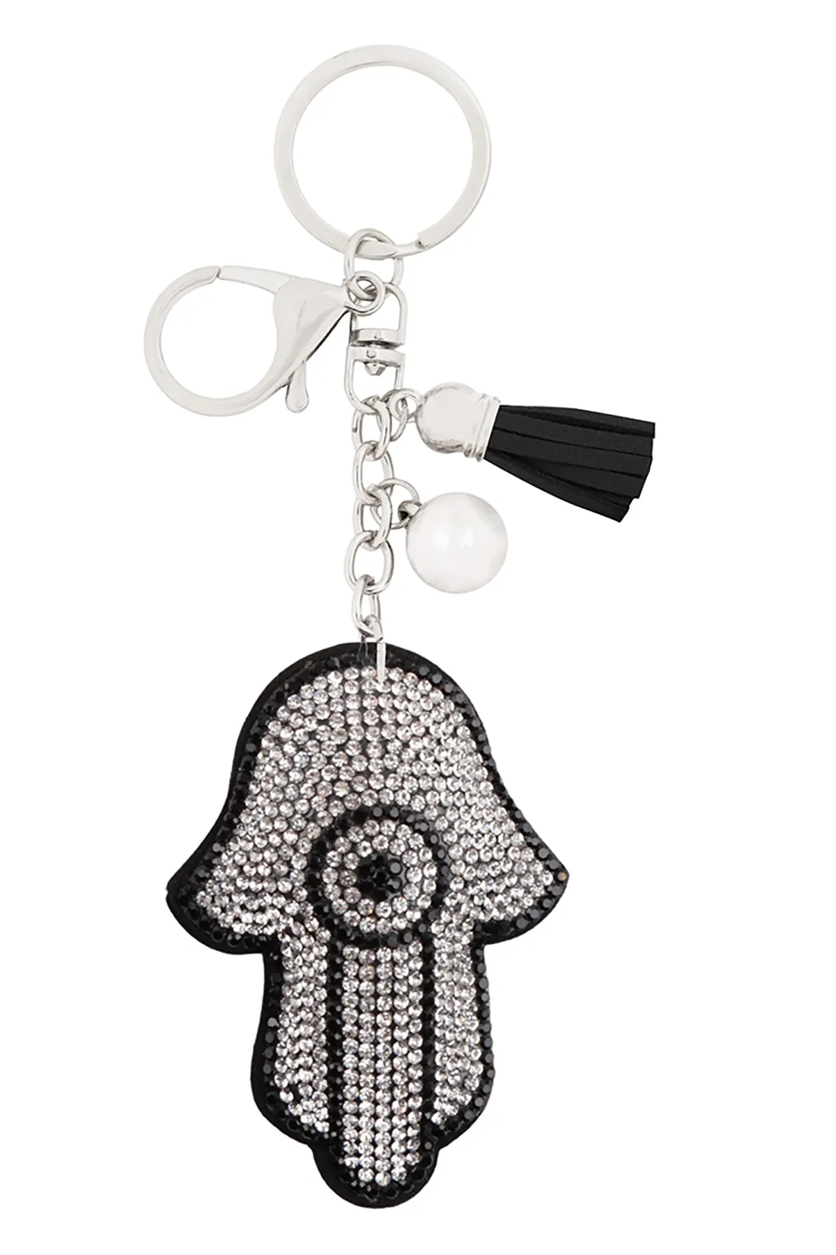HAMSA HAND EVIL EYE RHINESTONE TASSEL KEYCHAIN