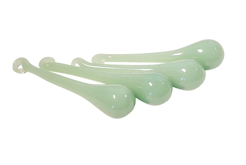 Handmade Opaline Jadeite Light Green Glass Drops for Chandelier Crystals, Pack of 4