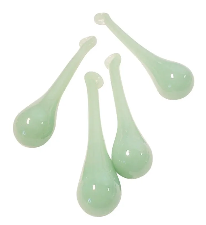 Handmade Opaline Jadeite Light Green Glass Drops for Chandelier Crystals, Pack of 4