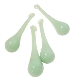 Handmade Opaline Jadeite Light Green Glass Drops for Chandelier Crystals, Pack of 4