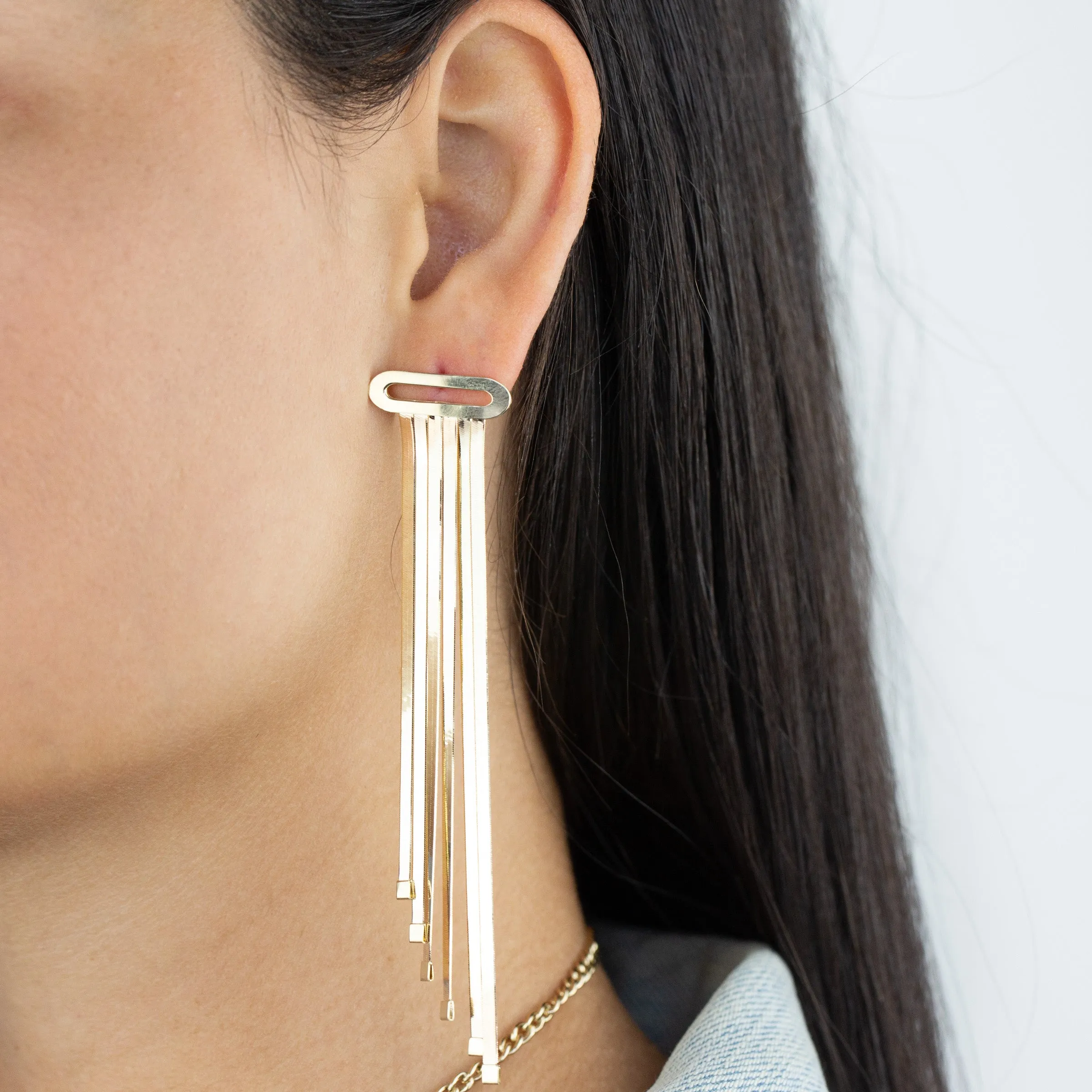 Herringbone Chandelier Earring 14K