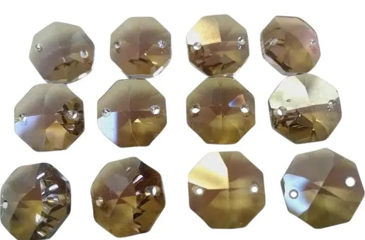 Honey 14mm Octagon Beads Chandelier Crystals 2 Holes