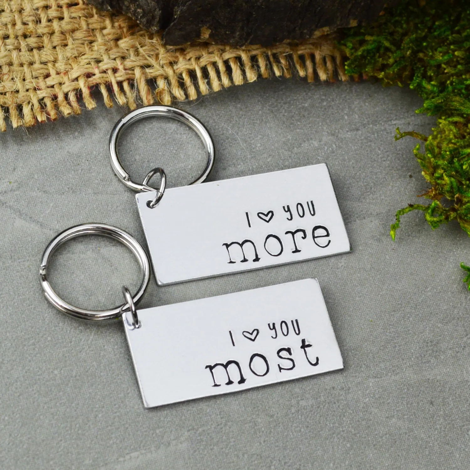 I Love You More I Love You Most Keychain Set