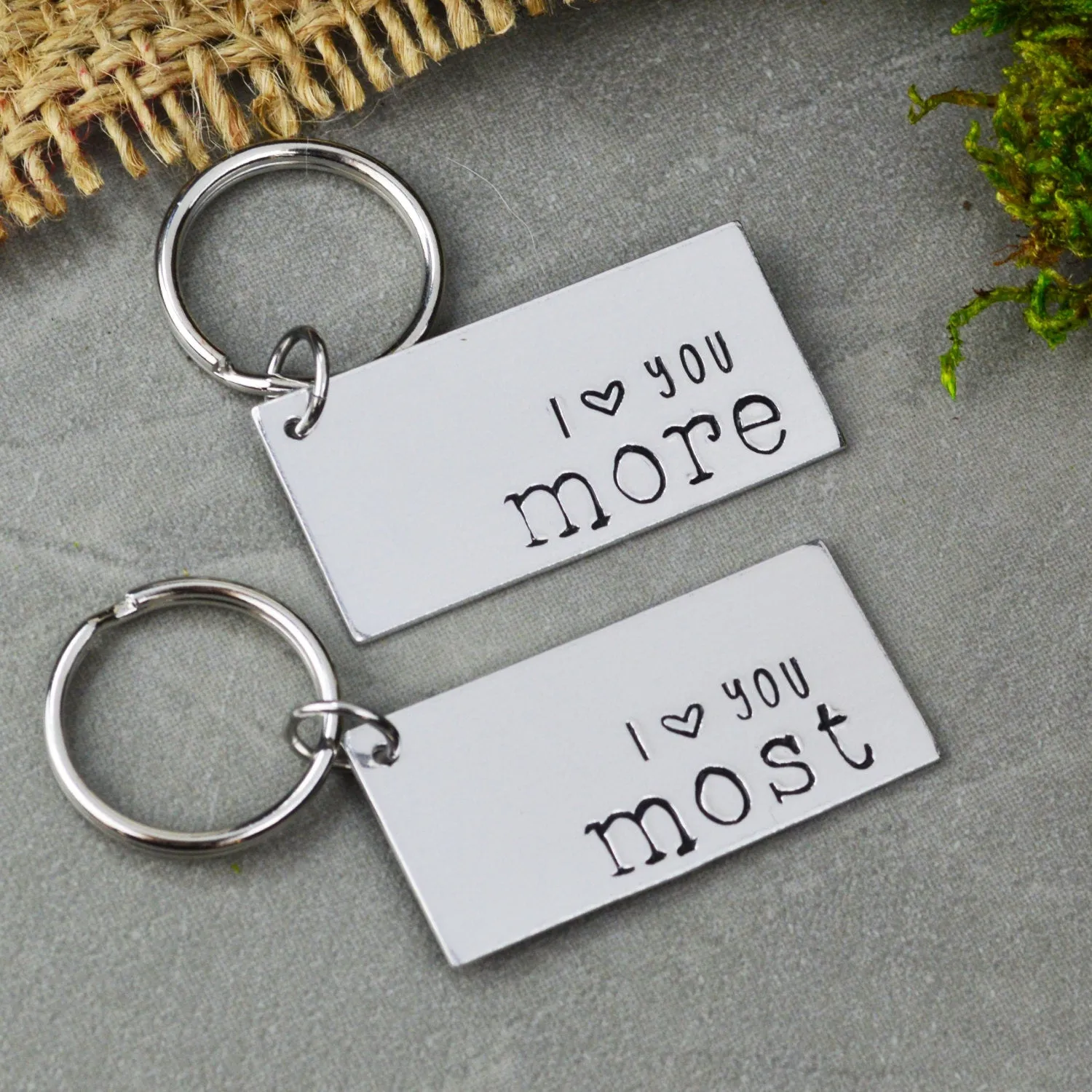 I Love You More I Love You Most Keychain Set