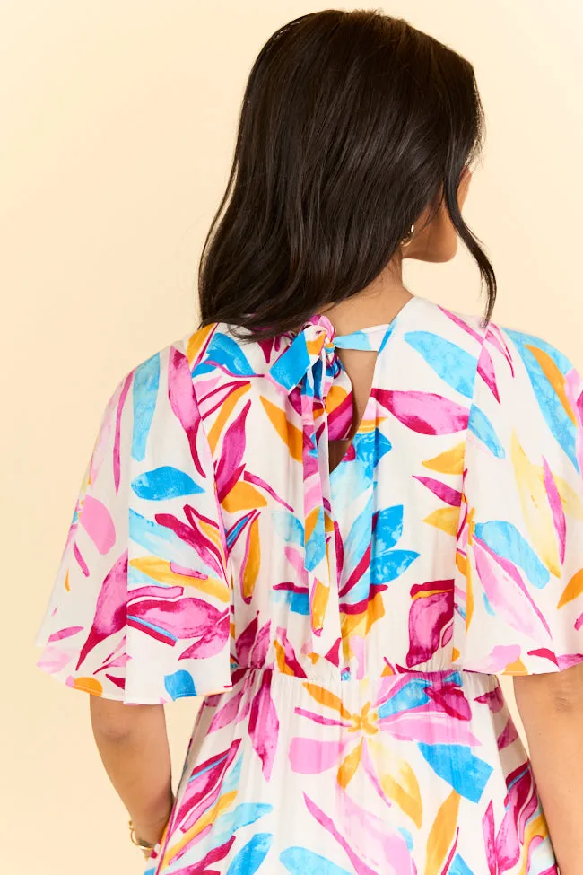 In The Wildflowers Multi Color Short Sleeve V-neck Maxi Dress