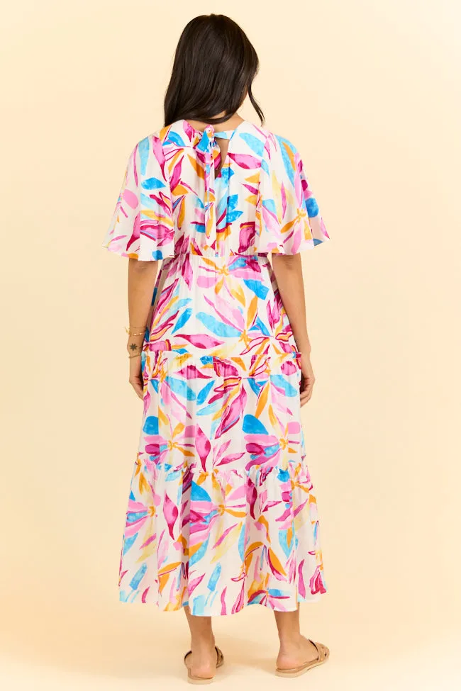 In The Wildflowers Multi Color Short Sleeve V-neck Maxi Dress